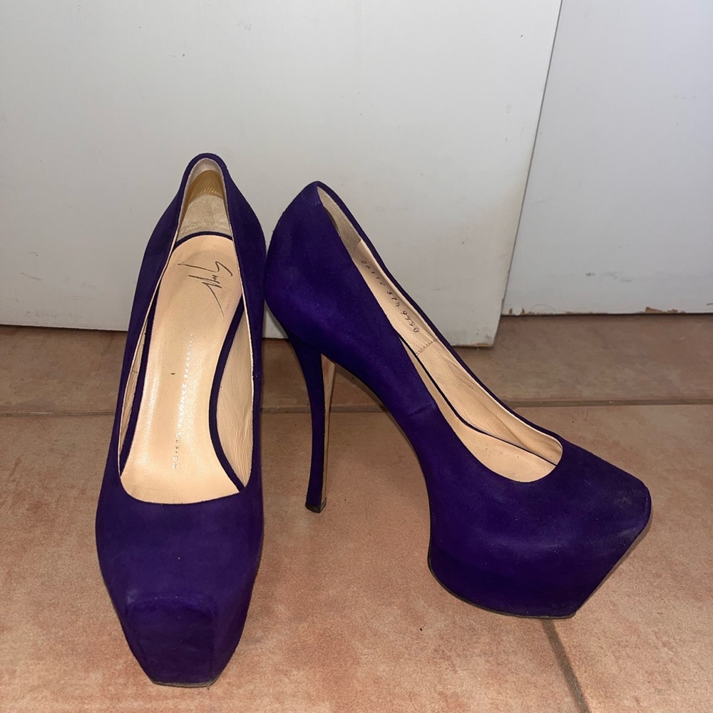 Giuseppe Zanotti Purple Suede Platform Heels